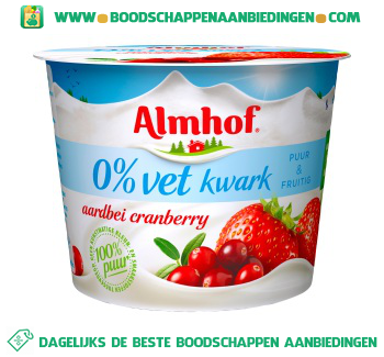 Almhof 0% vet kwark aardbei cranberry aanbieding