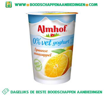 Almhof 0% vet yoghurt spaanse sinaasappel aanbieding