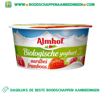 Biologische yoghurt aardbei framboos aanbieding