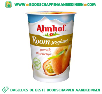 Almhof Roomyoghurt maracuja perzik aanbieding