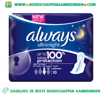 Always Ultra night maandverband met vleugels aanbieding