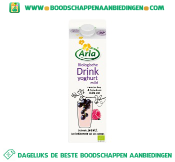 Arla Biologische drinkyoghurt mild zwarte bes-framboos aanbieding