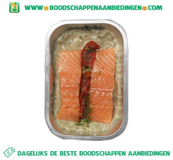 Zalm in pestosaus aanbieding