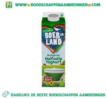 Campina Boer en Land biologische halfvolle yoghurt aanbieding