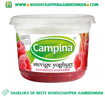 Campina Stevige yoghurt framboos rabarber aanbieding