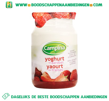 Campina Yoghurt op fruit aardbei aanbieding