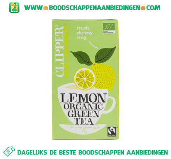 Clipper Organic green tea lemon 1-kops aanbieding