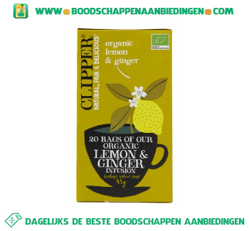 Clipper Organic lemon & ginger 1-kops aanbieding