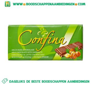 Confina Chocoladereep melk/hazelnoot aanbieding