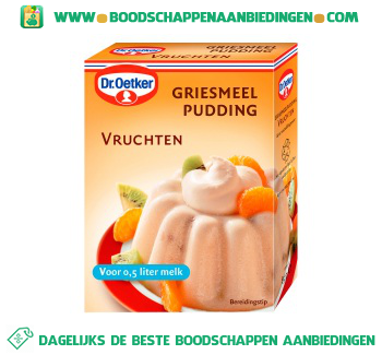 Griesmeelpudding vruchten aanbieding