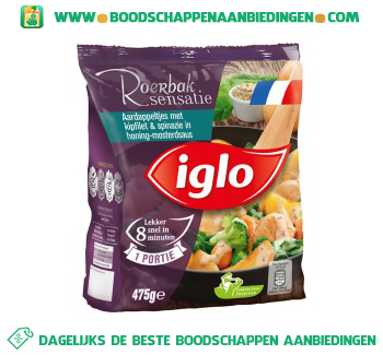 Iglo Aardappeltjes met kipfilet en spinazie in honing-mosterdsaus aanbieding