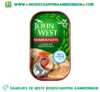 John West Makreelfilets in gekruide tomatensaus aanbieding