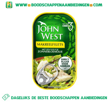 John West Makreelfilets in zonnebloemolie aanbieding