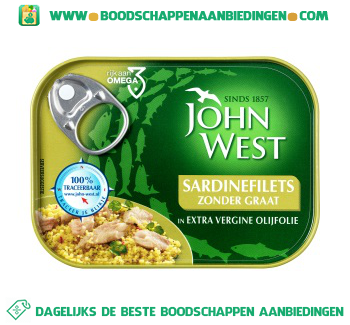 John West Sardinefilets zonder graat in extra vergine olijfolie aanbieding