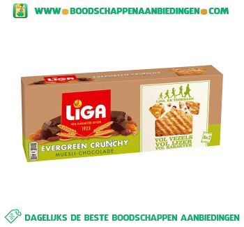 Liga Evergreen crunchy muesli chocolade aanbieding