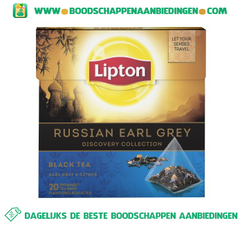 Lipton Zwarte thee Russian earl grey aanbieding