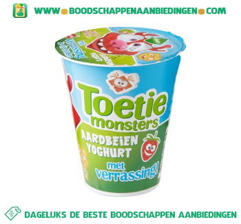 Toetiemonsters aardbeienyoghurt met verrassing aanbieding