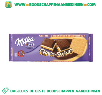 Milka Chocolade reep choco swing biscuits aanbieding