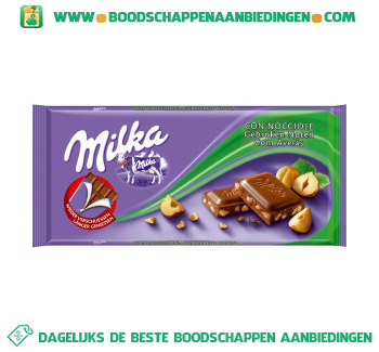 Milka Chocoladereep gebroken noten aanbieding