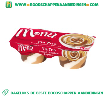 Mona Vla trio karamel chocolade slagroom aanbieding