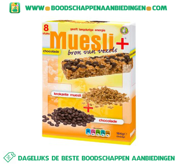 Muesli+ Mueslireep chocolade aanbieding