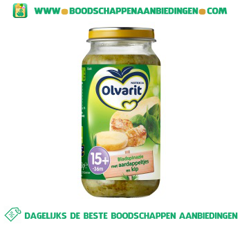 Olvarit 15m64 bladspinazie met aardappeltjes en kip aanbieding