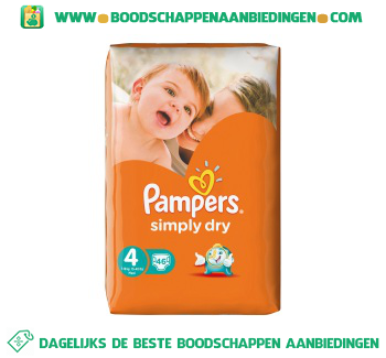 Pampers Simply dry luiers maat 4 (maxi) 7-18 kg aanbieding