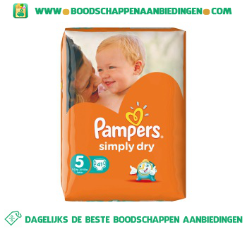 Pampers Simply dry luiers maat 5 (junior) 11-25 kg aanbieding