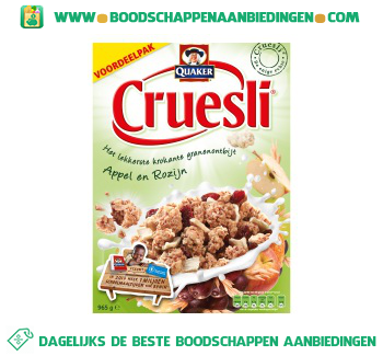 Cruesli appel en rozijn aanbieding