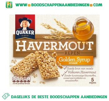 Quaker Havermoutrepen golden syrup aanbieding