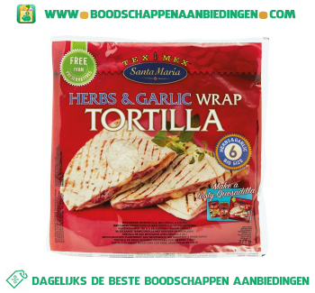 Santa Maria Herbs & garlic wrap tortilla aanbieding