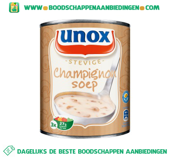 Unox Soep in blik stevige champignonsoep aanbieding