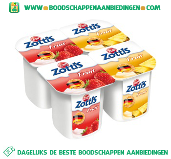 Zottis Vruchtenyoghurt 0.1% vet 4-pak aanbieding